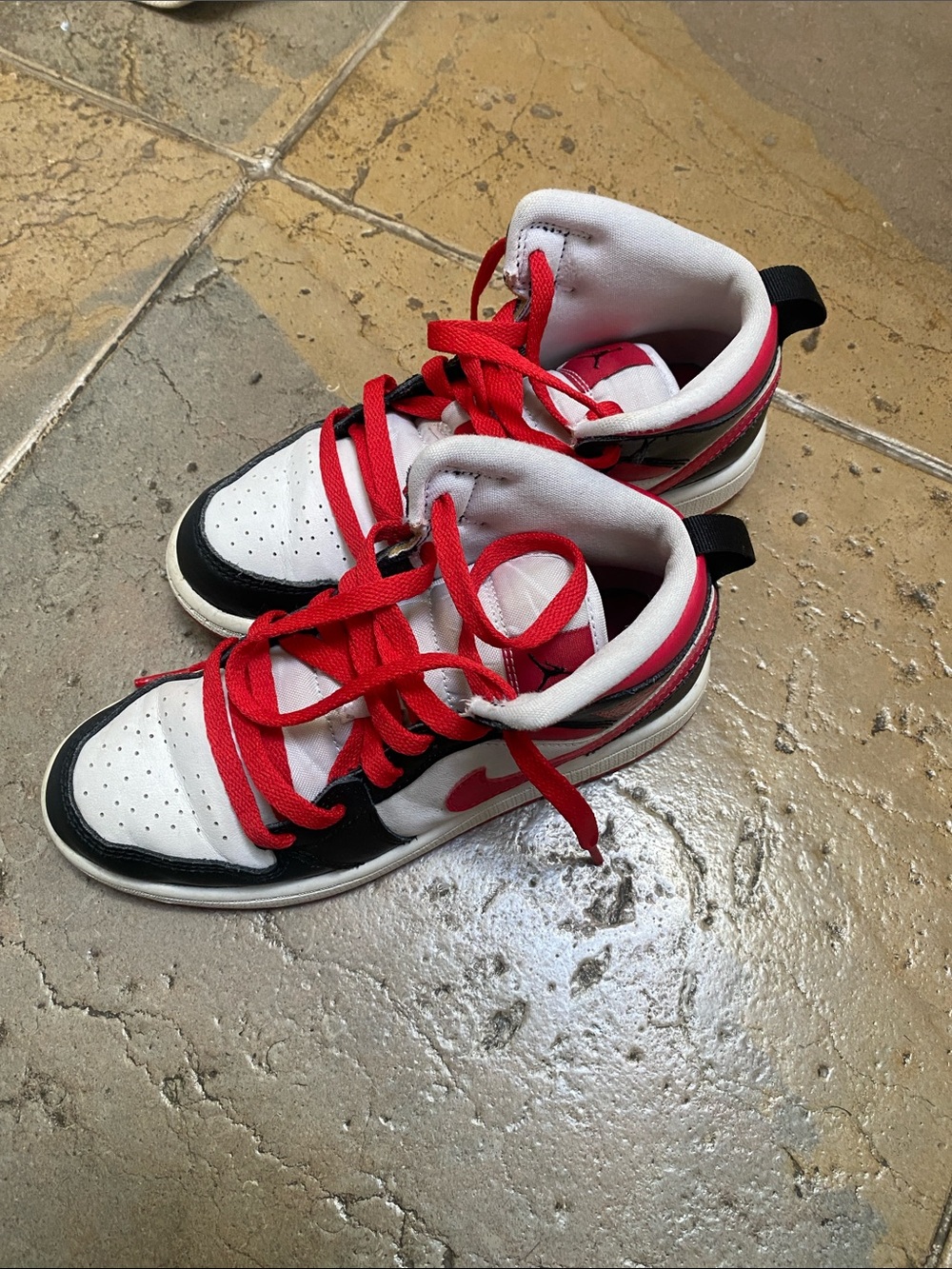 Nike Kids White & Red High-Top Sneakers
